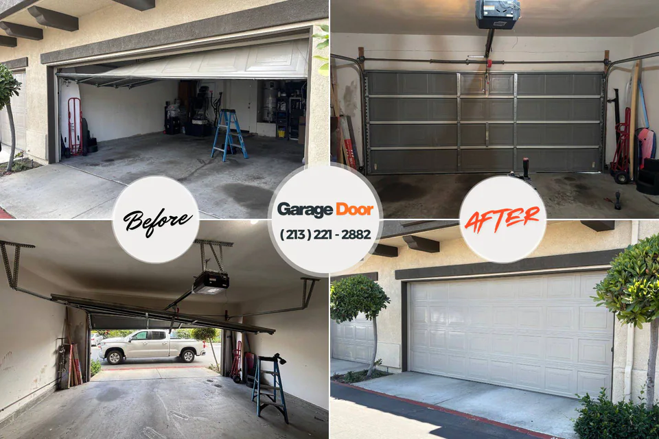 Before and after: garage door repair Cross Plains, TN